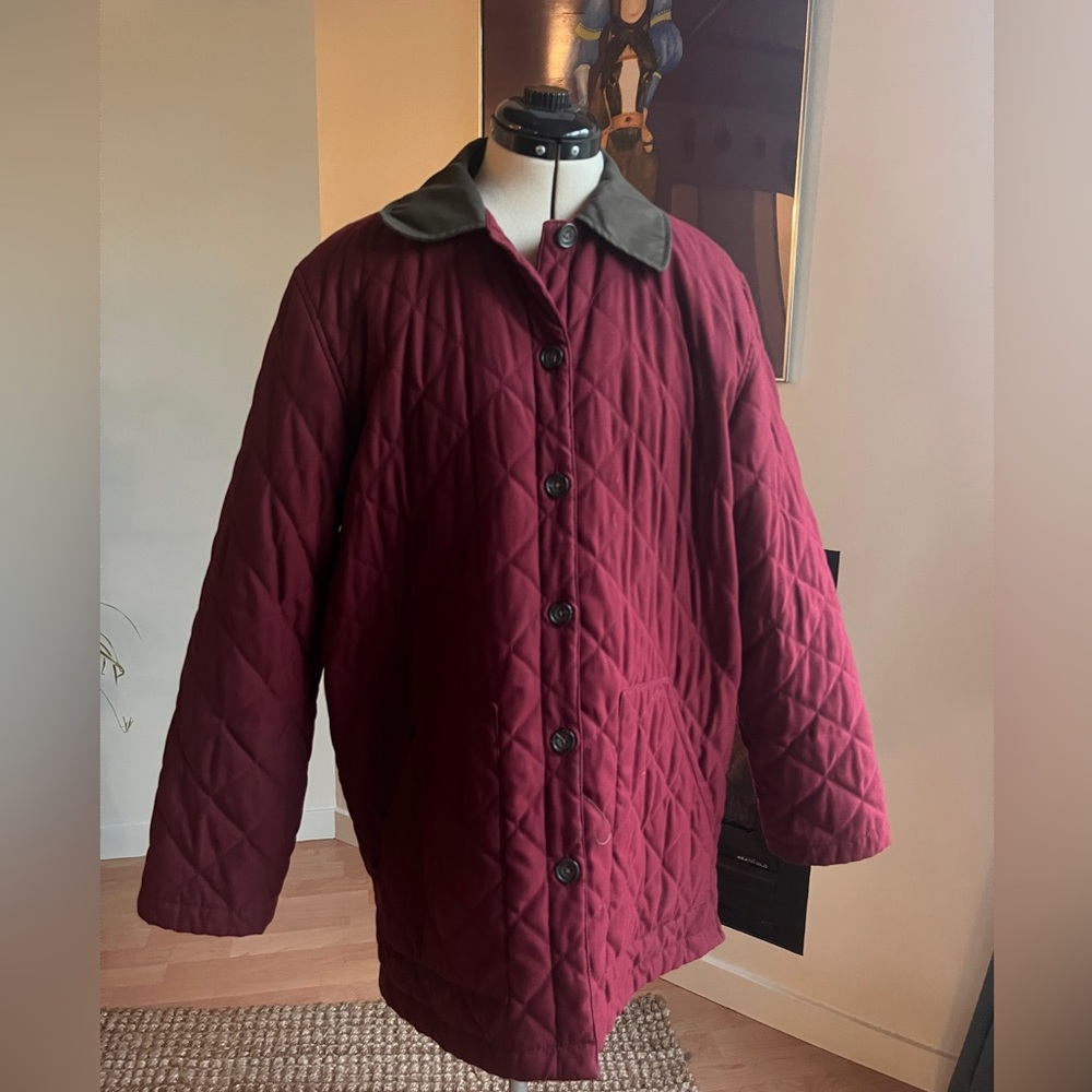 Eddie Bauer Quilted Burgundy Chore Barn Jacket Coat